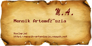 Mensik Artemíszia névjegykártya
